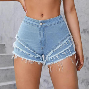 Shorts de Mezclilla Desgastados de Cintura Alta para Mujer, con Dobladillo Deshilachado, Estilo Asimétrico y Sexy para el Verano - Product Image 4