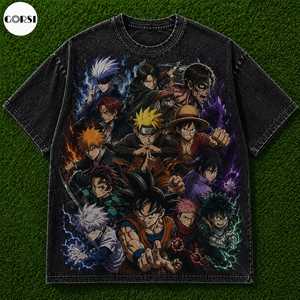 เสื้อยืดกราฟิกสไตล์อนิเมะทรงโอเวอร์ไซส์ ผ้าคอตตอนหนานุ่ม แฟชั่นสตรีท - Product Image 1