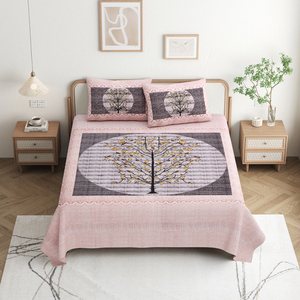 Juego de Sábanas de Algodón de 3 Piezas, 300 Hilos, 1.8m, con Estampado Floral de Hojas Coloridas, Personalizable, Simple y de Calidad - Product Image 1