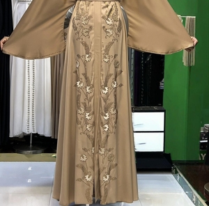 Abaya la plus vendue, style Dubaï, ornée de perles et de sequins, à manches longues, traditionnelle musulmane, faite à la main, pour mariage, respirante, col en V pour femme - Product Image 5