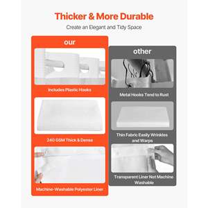 Cortinas de Ducha Impermeables 2 en 1 con Tejido Waffle de 240 GSM, 74x71, Forro Blanco, Imanes Transparentes para Ventanas, para Baños y Duchas - Product Image 3