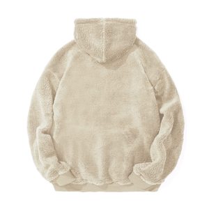 <b>Sherpa</b> Solid Breathable Heavy Weight Oversized Pullover <b>Hoodies</b> for <b>Men</b> Winter Custom Logo Sweatshirts - Product Image 5