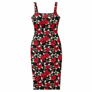 Robe moulante décontractée pour femme à imprimé floral avec soutien-gorge intégré, en Spandex et Polyester, sans manches, coupe ajustée, longueur midi, vente en gros, personnalisation OEM ODM - Product Image 6