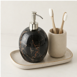Distributeur de savon en marbre noir de luxe avec pompe en métal, flacon de lotion pour accessoires de salle de bain d'hôtel cinq étoiles à prix raisonnable - Product Image 4
