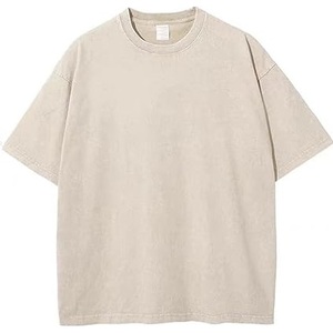 เสื้อยืดผู้ชายสั่งทำพิเศษ ผ้าฝ้าย 100% ซักกรด ทรงโอเวอร์ไซส์ ไหล่ตก หนัก 200 GSM สโตนวอช ระบายอากาศได้ดี - Product Image 1