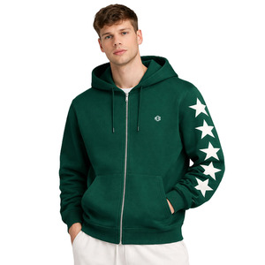 Sudaderas con capucha premium para hombre con estampado de estrellas personalizado, forro polar grueso, estilo urbano, con cremallera completa, proveedor mayorista OEM directo de fábrica, MOQ bajo - Product Image 1