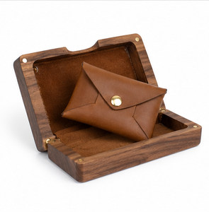 Solid Wood Document Organizer Box with Leather Pocket Handmade Letter Storage <b>Desk</b> Organizer Home <b>Office</b> Gift Box - Product Image 5