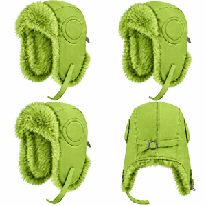 Gorro de esquí de invierno de cuero color lima con forro de piel sintética, a prueba de viento, cálido, con protección para las orejas, para adultos, para uso en exteriores. - Product Image 2