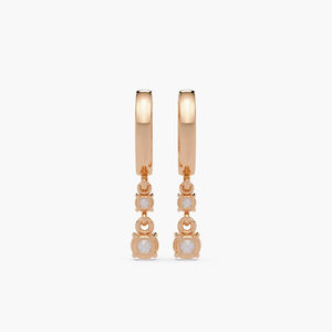 Boucles d'oreilles minimalistes en or 14 carats avec diamants de laboratoire ronds, pendantes, 0,70 carat, serties à griffes, double pendentif, bijoux fins pour femme, à porter au quotidien - Product Image 4