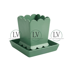 Maceta de laca de diseño único, maceta con platillo, maceta de interior para decoración del hogar de estilo escandinavo de Vietnam - Product Image 1