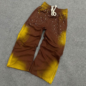 Pantalon de jogging homme personnalisé avec logo imprimé en strass, élastique, réfléchissant, brodé, style streetwear, effet empilé, délavé à l'acide - Product Image 5