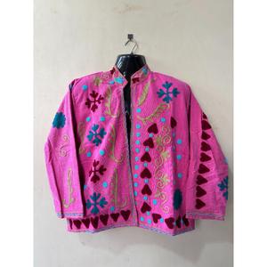 Chaqueta Bomber Corta de Algodón Rosa Vintage, Bordada a Mano, Ecológica, con Cuello Mandarín, Manga Larga, Estampado Floral, para Mujer, Primavera - Product Image 1