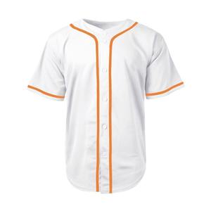 Mens <b>White</b> Baseball Jersey With Orange Trim Short Sleeve Button Front Breathable Sport Shirt Regular Fit All Seasons Apparel - Product Image 1