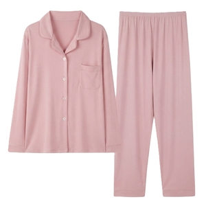 Conjunto de Pijama para Mujer, Manga Larga, Dos Piezas, Color Sólido, Spandex/Algodón, Transpirable, Cintura Elástica, Ropa de Estar por Casa, Personalizable - Product Image 4