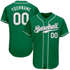 Maillot de baseball vert, blanc et gris pour homme, à boutons, pour équipe, performance sportive, entraînement et uniforme de match - Product Image 1