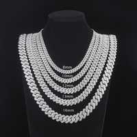 Collier chaîne cubaine 14MM Miami Moissanite taille ronde entièrement pavée, bijoux Hip Hop en argent 925, idéal pour rappeurs et soirées entre amis