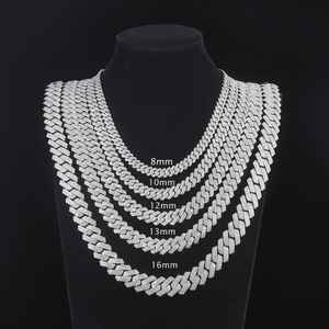 Cadena de eslabones cubanos Miami de 14 mm con moissanita de corte redondo y circonitas, joyería hip hop de plata 925, ideal para rapero, fiesta y amigos. - Product Image 4