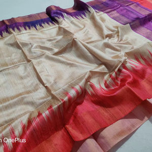 Custom Made Silk Modal <b>Saree</b> Pishwas Beige Rich Purple Warm <b>Golden</b> Shades Elegant Gradient/Abstract Patterns for Women's Parties - Product Image 5