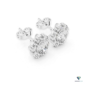 ต่างหูเพชรทรงรี 1.69 กะรัต แบบ Halo Stud ผลิตในห้องปฏิบัติการ ตัวเรือนทองคำแท้ 14K ต่างหูแบบคลัสเตอร์คลาสสิกสำหรับผู้หญิง เครื่องประดับอันหรูหรา - Product Image 5