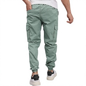 Pantalon cargo vert clair pour homme, taille élastique, coupe décontractée, léger, en laine, avec poches, style automne, imperméable - Product Image 2
