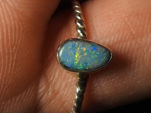 Bague en opale doublet australienne, sertie classique, argent sterling 925, taille US 7,5, cadeau de mariage pour elle, bijoux MS - Product Image 3