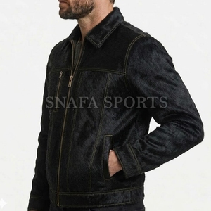 Vestes en cuir à poils de qualité supérieure, col montant personnalisé, fermeture éclair, taille adulte – Nouveauté très demandée - Product Image 4