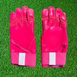 Guantes de Bateo de Cuero Rosa con Cierre de Gancho y Bucle, Duraderos, para Entrenamiento, Unisex, para Adultos, Ambidiestros - Product Image 1