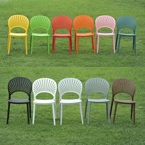 Sleek Modern Amber Fan Back <b>Dining</b> Seating | All Weather <b>Plastic</b> Armless Patio <b>Chair</b> Premium Commercial Creative Studio Cafe - Product Image 4