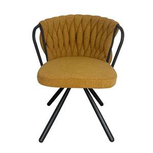 Sedia da pranzo in tessuto imbottito con bracciolo in metallo con bracciolo e gambe in metallo, - Product Image 3