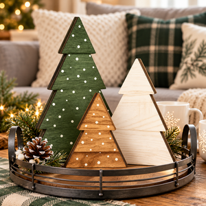 Decoraciones Navideñas de Madera para Árbol de Navidad, Adornos Rústicos para Mesa de Estilo Campestre, Set de Decoración Festiva con Copos de Nieve - Product Image 2