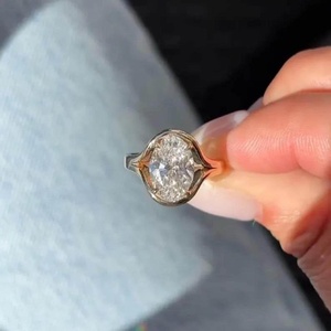 Anillo de Compromiso con Diamante Ovalado de 2.5 CT Cultivado en Laboratorio, Anillo de Promesa Solitario de Oro Sólido de 14K, Certificado por IGI - Product Image 6