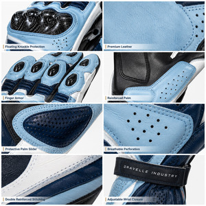 Gants de course unisexes en cuir respirant à doigts complets, avec protection de la paume et fermeture auto-agrippante, pour moto – Vente chaude - Product Image 5
