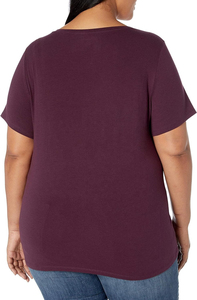 T-shirt col en V grande taille pour femme, respirant, écologique, teinture unie, 100% coton, anti-plis, été, haute qualité - Product Image 3
