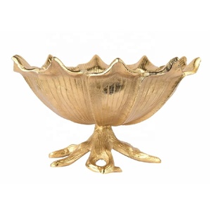 ชามช็อกโกแลตหรูหราขัดเงา Blossom Gold ชามเสิร์ฟอาหารอะลูมิเนียม ของตกแต่งโต๊ะกลางบ้าน - Product Image 2