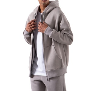 เสื้อสเวตเตอร์คาร์ดิแกนแบบรูดซิปผ้าขนแกะพิมพ์ลายโลโก้ได้ตามต้องการเสื้อกันหนาวมีฮู้ดทรงโอเวอร์ไซส์สำหรับผู้ชาย - Product Image 1