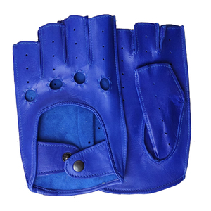 Gants de musculation pour hommes en cuir noir solide, respirants, légers, demi-doigts, fermeture à enfiler, toutes saisons - Product Image 1