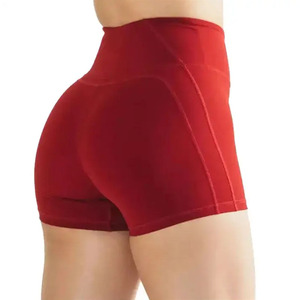 Short décontracté rose pour femme, couleur unie, taille élastique avec cordon de serrage, coupe ample, en coton tricoté respirant, style taille mi-haute - Product Image 3