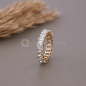 Bague en diamant taille radiant très demandée, alliance éternité en or rose, diamant de laboratoire, pour mariage et fiançailles, pour femme - Product Image 3