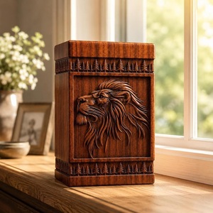 Urne funéraire pour lion, boîte à souvenirs en bois gravée et personnalisée pour animaux de compagnie et bébés, écologique et durable, pour cendres - Product Image 2