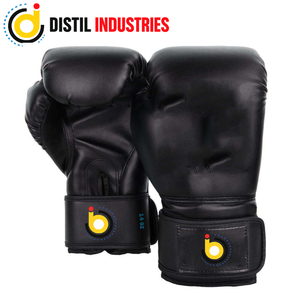 Guantes de Boxeo de Piel Sintética Negra de Primera Calidad con Correa de Velcro para Entrenamiento, Sparring, MMA, Muay Thai y Kickboxing – Unisex para Gimnasio - Product Image 2