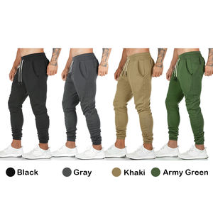 Pantalon de survêtement en coton pour homme, coupe ajustée, taille élastique, avec logo personnalisé OEM, idéal pour le sport et la gym - Product Image 4