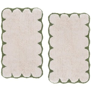 Tapis de bain classiques en chenille, rectangulaires, lot de 2, avec dos antidérapant en caoutchouc, épaisseur moyenne, couleur unie, pour usage domestique - Product Image 2