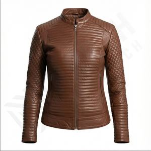 Nuevo diseño hecho a medida chaqueta de cuero de moda para mujer chaqueta de cuero acolchado de oveja de moda para mujer con colores personalizados - Product Image 2