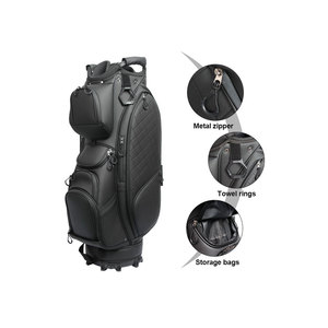 Sac de golf haut de gamme pour hommes et femmes |   Sac de transport en cuir PU avec fermeture éclair métallique et anneaux pour serviettes |   Conception de rangement multifonctionnelle - Product Image 1