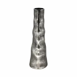 Contemporary Handmade Iron Coastal <b>Vase</b> Textured Ribbed Design Eco-Friendly Tabletop <b>Decor</b> for Anniversary ZAHID EXPORTS - Product Image 1
