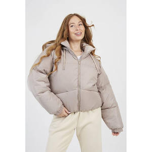 Veste matelassée d'hiver pour femmes 2024, veste en tricot à fermeture éclair, col montant, couleur unie, vêtement d'extérieur chaud, doudoune décontractée - Product Image 1