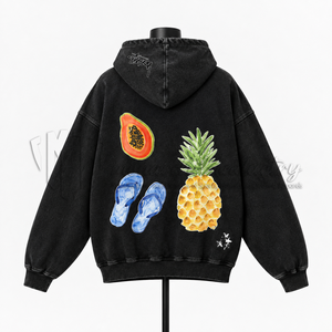 Men’s Black Oversized Hoodie Custom <b>Star</b> Print Cotton French Terry Pullover Sweatshirt Streetwear Casual Hoodie Wholesale - Product Image 2