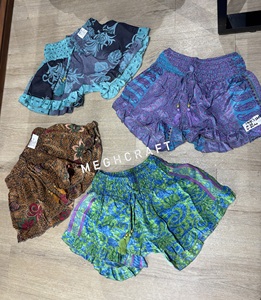 <span class=keywords><strong>Bermuda</strong></span> in Seta alla Moda per Donne, Comodi Shorts Casual a Vita Alta, Pantaloncini Boho Assortiti, Abbigliamento da Spiaggia Trendy - Product Image 3