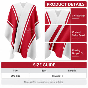 Cosh International Sorority Sisterhood Red White Winter <b>Ponchos</b> Cape Shawl Brand Plus Size Fall Winter Warm Reversible Sweater - Product Image 6