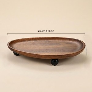 Oval Wood Decorative Tray With Feet Minimalist Design Handcrafted Wooden Platter For <b>Keys</b> Sunglasses And Small Items - Product Image 4